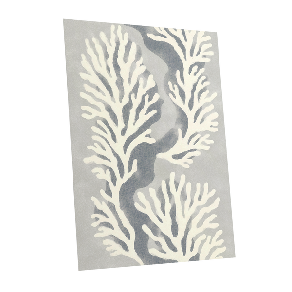 Tidal Coral Study, white, blue, gray nature wall art shown as a unframed poster wall art print