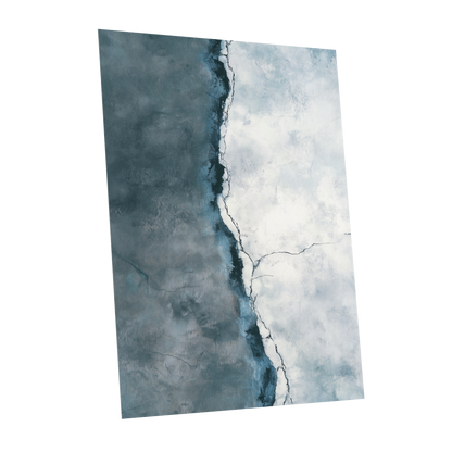 Tidal Divide, blue, white, gray abstract wall art shown as a unframed poster wall art print