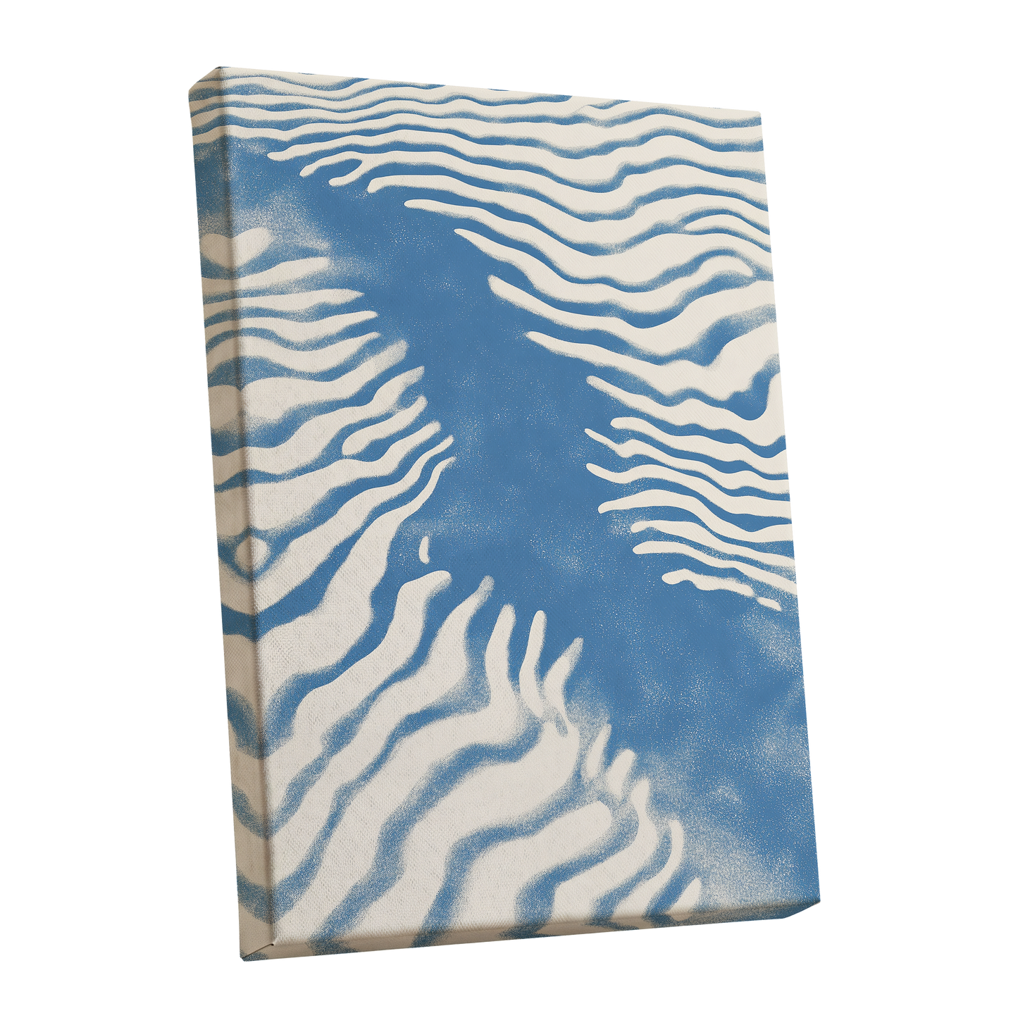 Tidal Drift, blue, beige, white nature wall art shown as a stretched canvas wall art