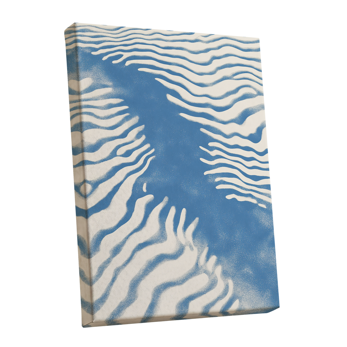 Tidal Drift, blue, beige, white nature wall art shown as a stretched canvas wall art