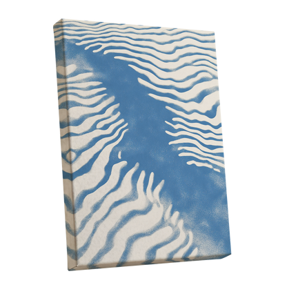 Tidal Drift, blue, beige, white nature wall art shown as a stretched canvas wall art
