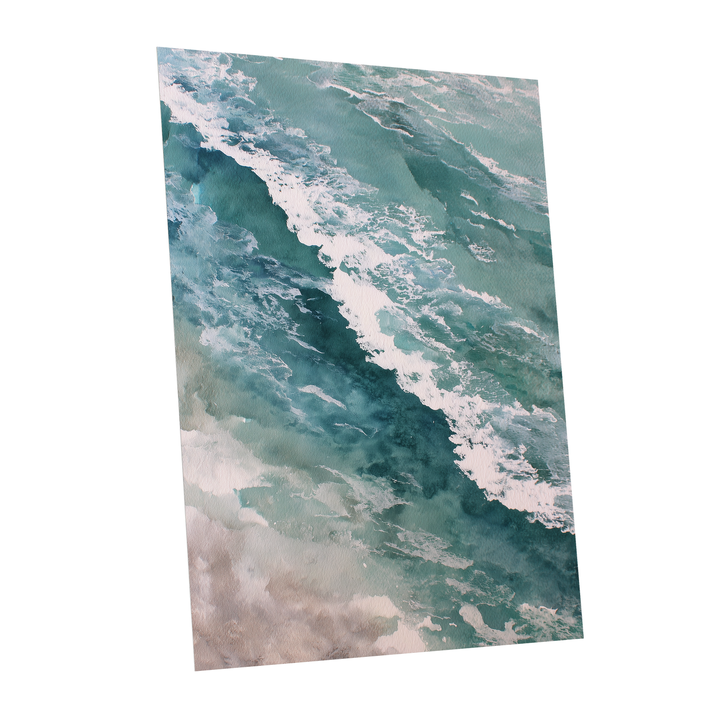 Tidal Drift, blue, green, white nature wall art shown as a unframed poster wall art print
