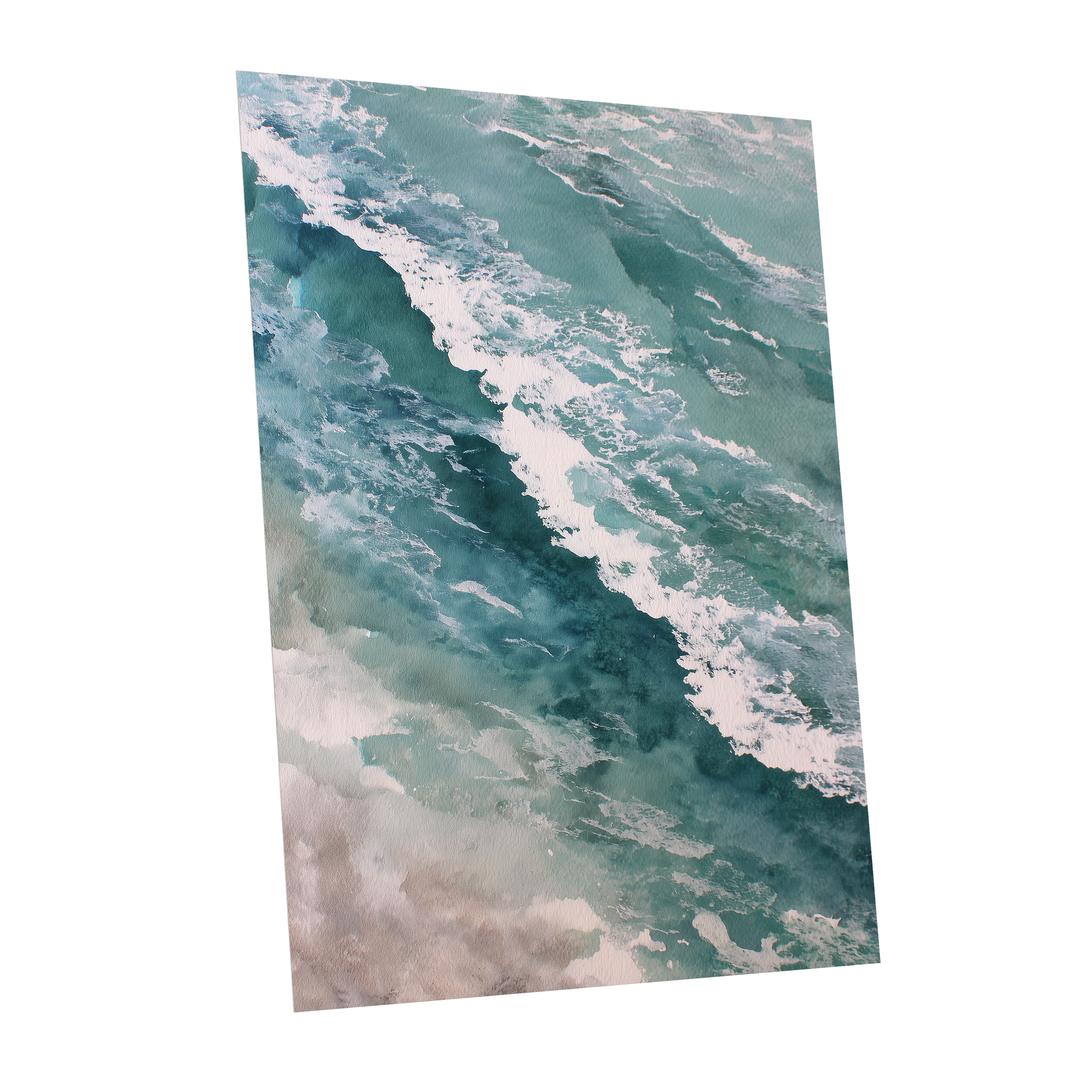 Tidal Drift, blue, green, white nature wall art shown as a unframed poster wall art print