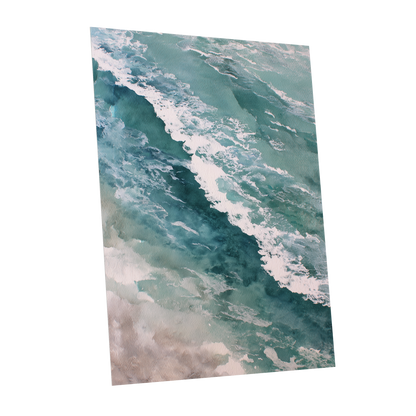 Tidal Drift, blue, green, white nature wall art shown as a unframed poster wall art print