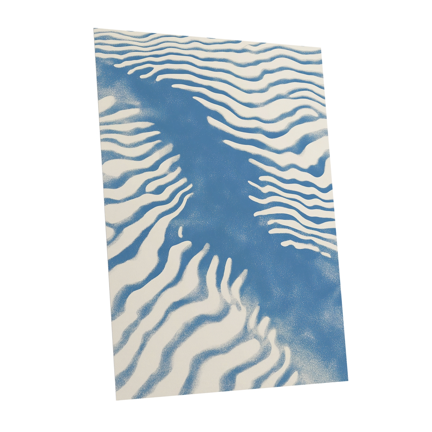 Tidal Drift, blue, beige, white nature wall art shown as a unframed poster wall art print