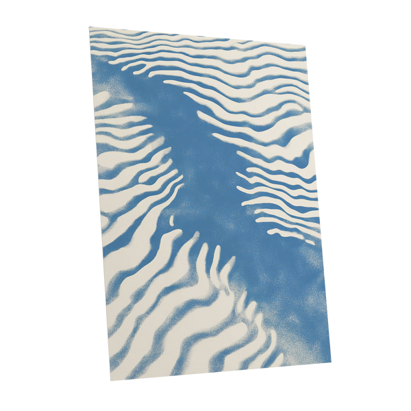 Tidal Drift, blue, beige, white nature wall art shown as a unframed poster wall art print