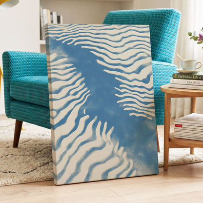 Tidal Drift, blue, beige, white nature wall art displayed in a styled interior, gallery view 3