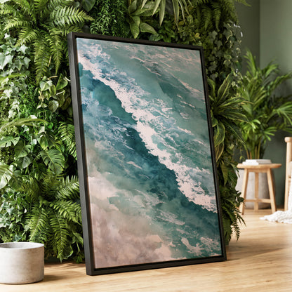 Tidal Drift, blue, green, white nature wall art displayed in a styled interior, gallery view 4
