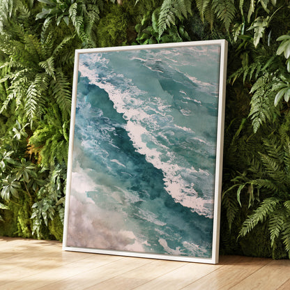 Tidal Drift, blue, green, white nature wall art displayed in a styled interior, gallery view 8