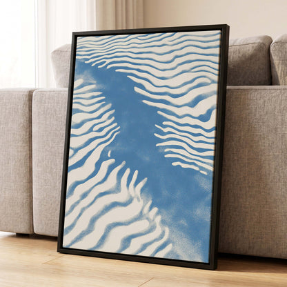 Tidal Drift, blue, beige, white nature wall art displayed in a styled interior, gallery view 8