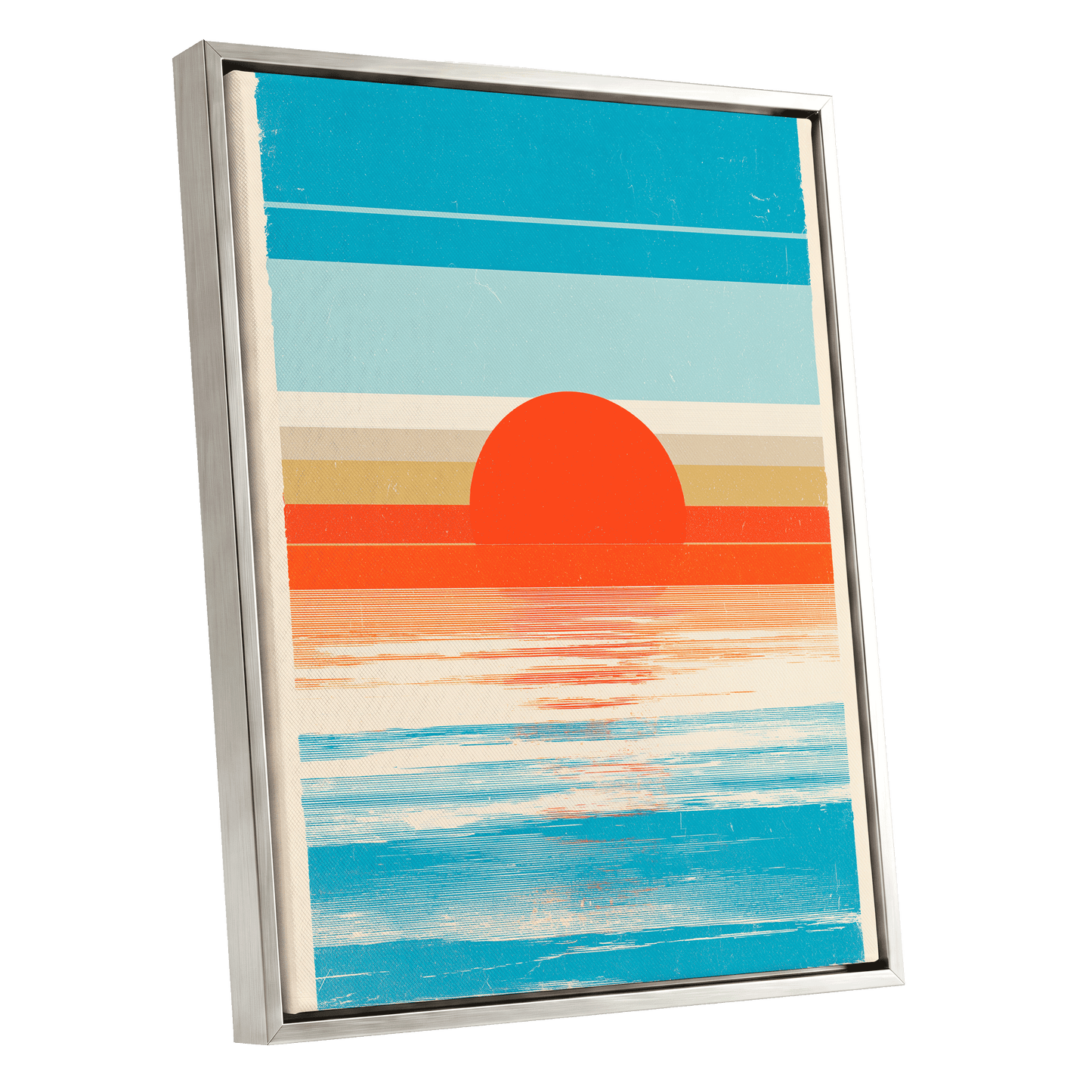 Tidal Ember – silver framed canvas option
