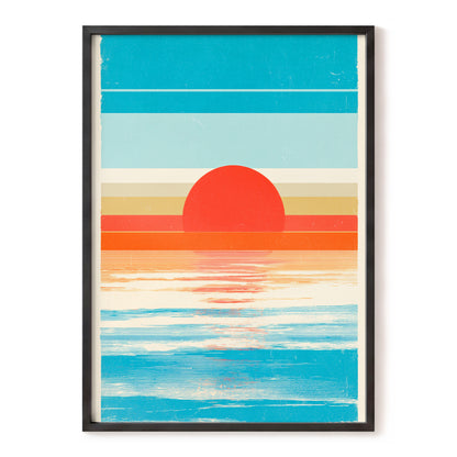 Tidal Ember – blue, beige, gold nature wall art, front view