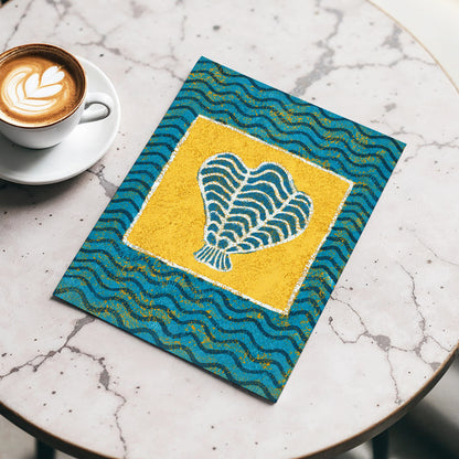 Tidal Flourish, blue, yellow, white nature wall art displayed in a styled interior, gallery view 5