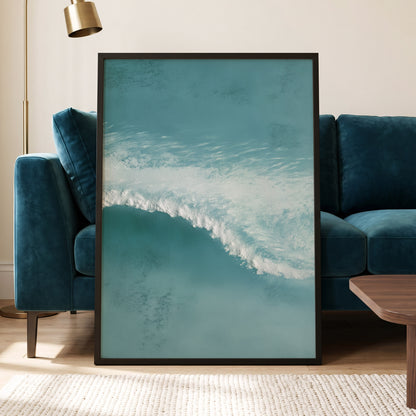Tidal Hush, blue, green, white nature wall art displayed in a styled interior, gallery view 2