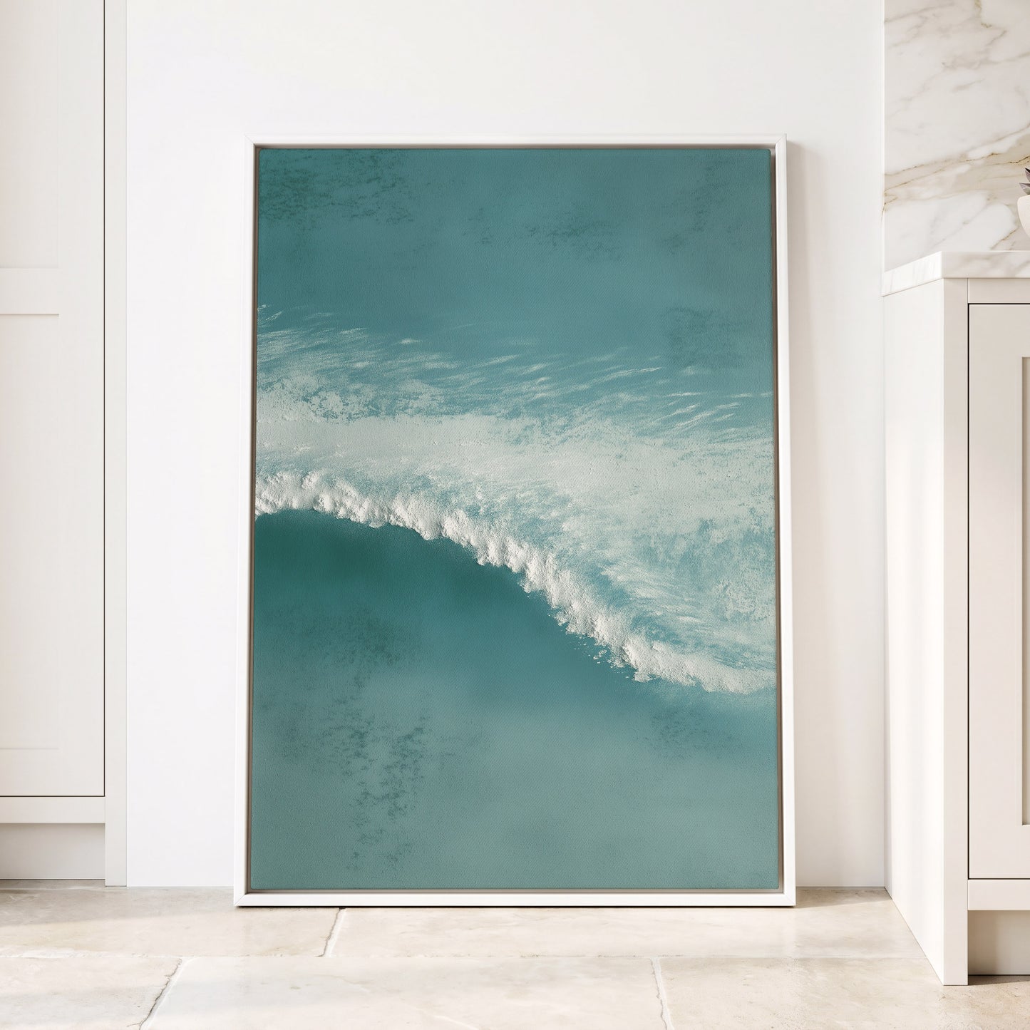 Tidal Hush, blue, green, white nature wall art displayed in a styled interior, gallery view 4