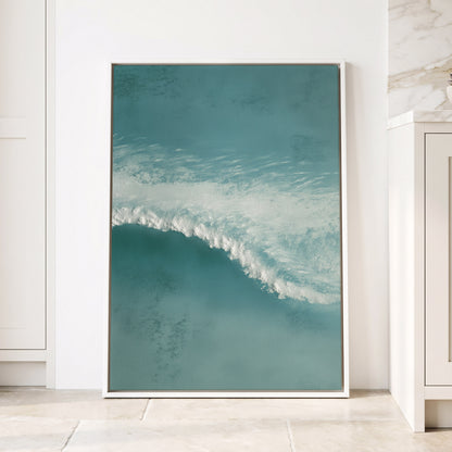 Tidal Hush, blue, green, white nature wall art displayed in a styled interior, gallery view 4