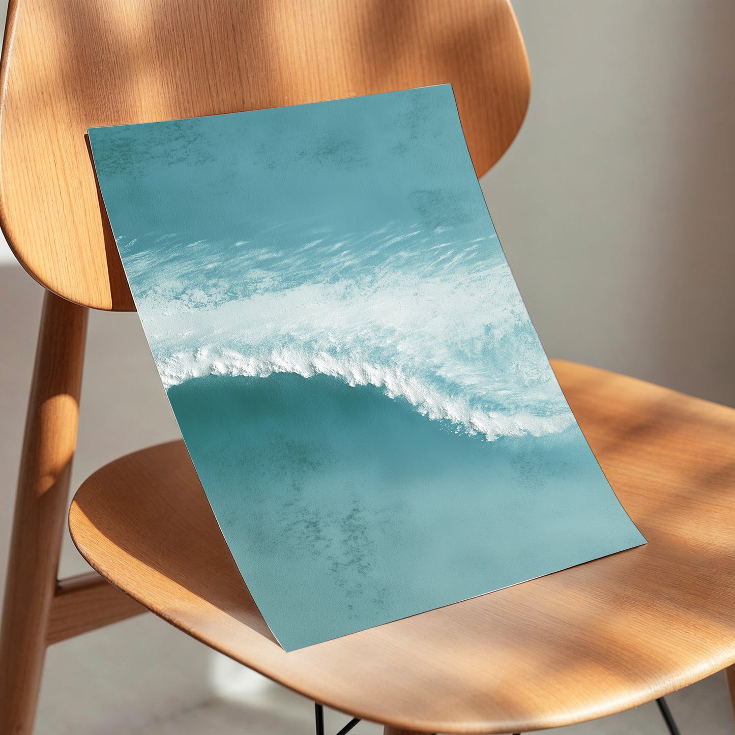 Tidal Hush, blue, green, white nature wall art displayed in a styled interior, gallery view 5