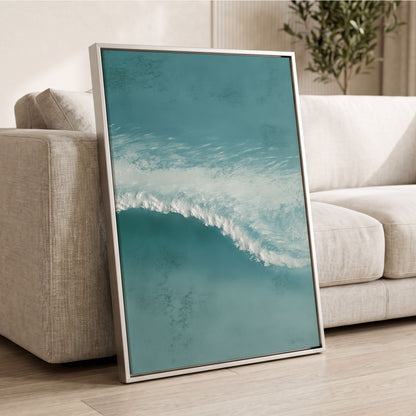 Tidal Hush, blue, green, white nature wall art displayed in a styled interior, gallery view 8