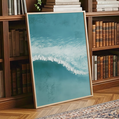 Tidal Hush, blue, green, white nature wall art displayed in a styled interior, gallery view 9