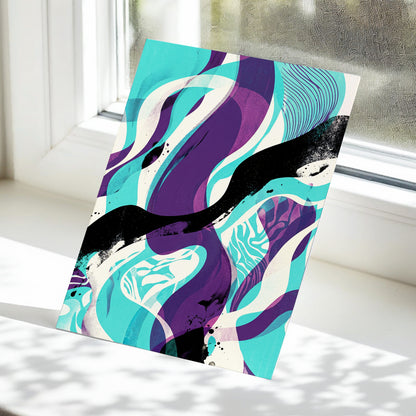 Tidal Intersections, green, purple, black abstract wall art displayed in a styled interior, gallery view 5