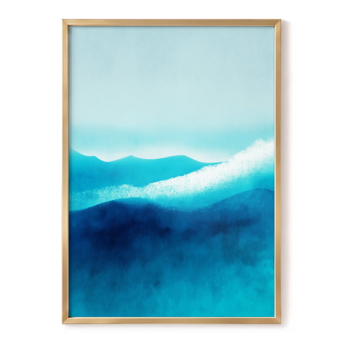 Tidal Quiet, blue, green, white nature wall art, front artwork view