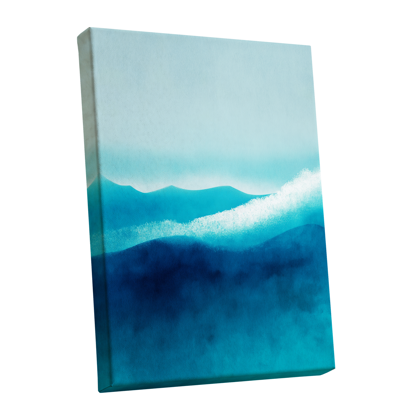 Tidal Quiet, blue, green, white nature wall art shown as a stretched canvas wall art