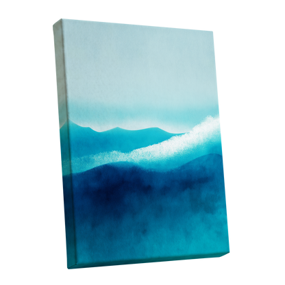 Tidal Quiet, blue, green, white nature wall art shown as a stretched canvas wall art