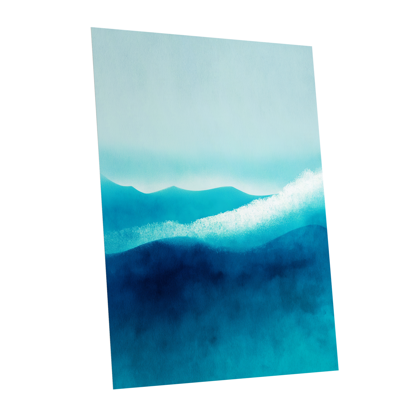 Tidal Quiet, blue, green, white nature wall art shown as a unframed poster wall art print