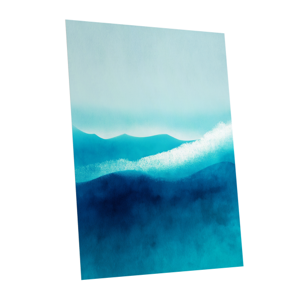 Tidal Quiet, blue, green, white nature wall art shown as a unframed poster wall art print