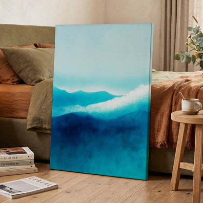 Tidal Quiet, blue, green, white nature wall art displayed in a styled interior, gallery view 3