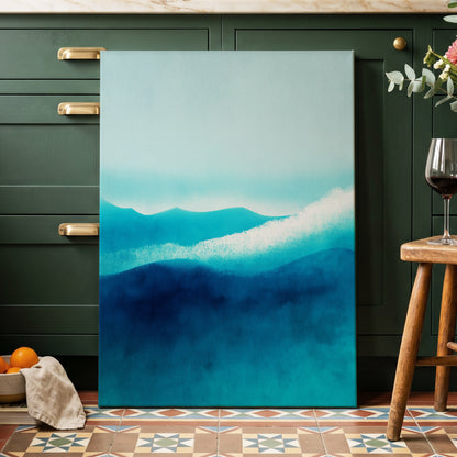 Tidal Quiet, blue, green, white nature wall art displayed in a styled interior, gallery view 7