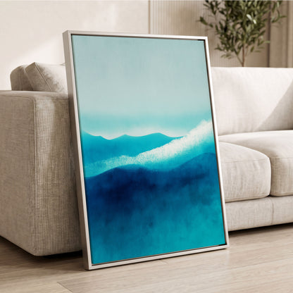 Tidal Quiet, blue, green, white nature wall art displayed in a styled interior, gallery view 8