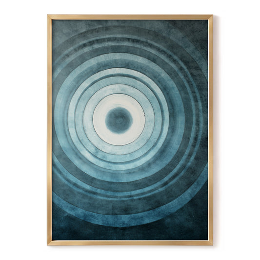 Tidal Resonance, blue, black, white minimalist wall art, front artwork view