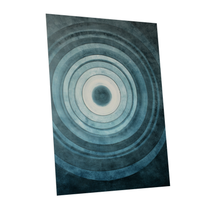 Tidal Resonance, blue, black, white minimalist wall art shown as a unframed poster wall art print