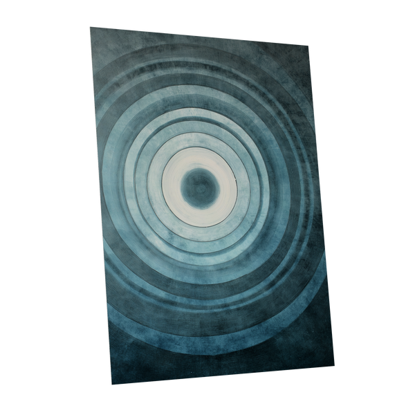 Tidal Resonance, blue, black, white minimalist wall art shown as a unframed poster wall art print