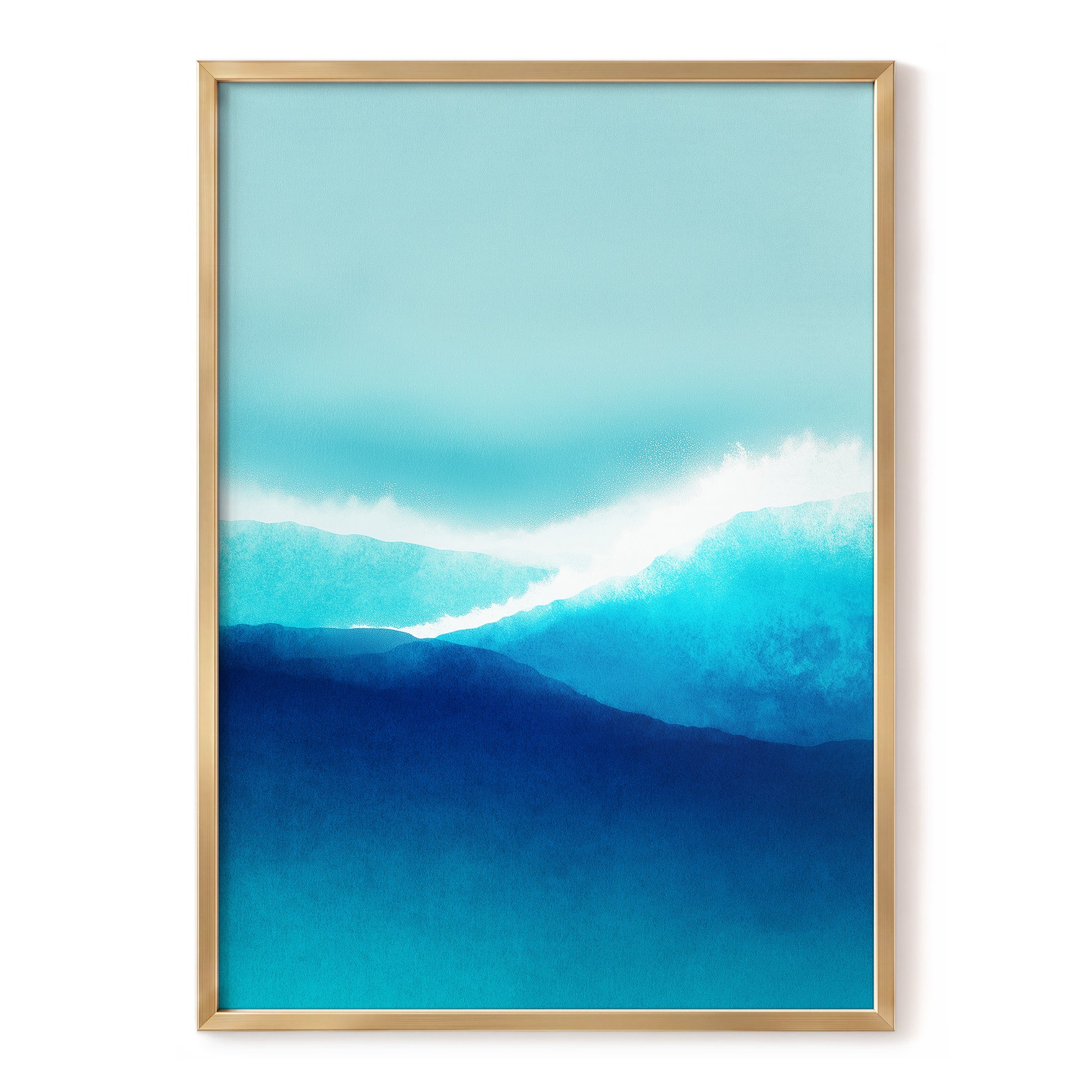 Tidal Reverie, blue, white, green nature wall art, front artwork view