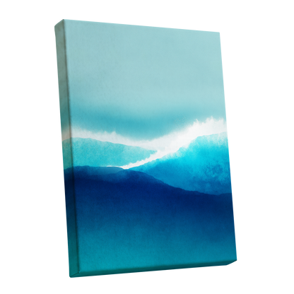 Tidal Reverie, blue, white, green nature wall art shown as a stretched canvas wall art