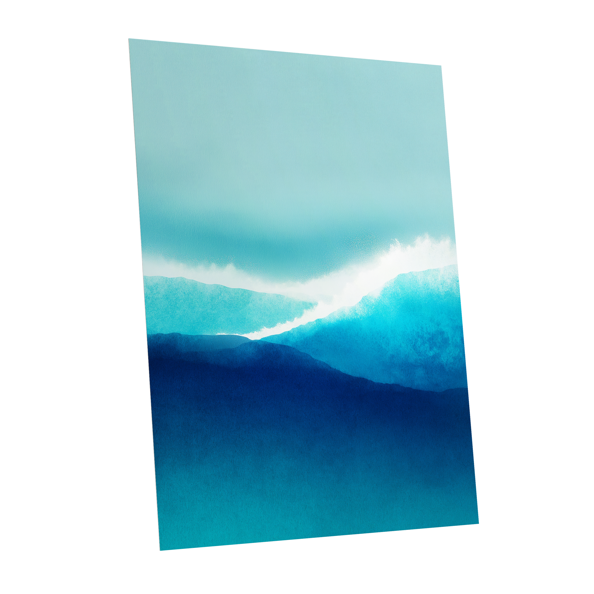 Tidal Reverie, blue, white, green nature wall art shown as a unframed poster wall art print