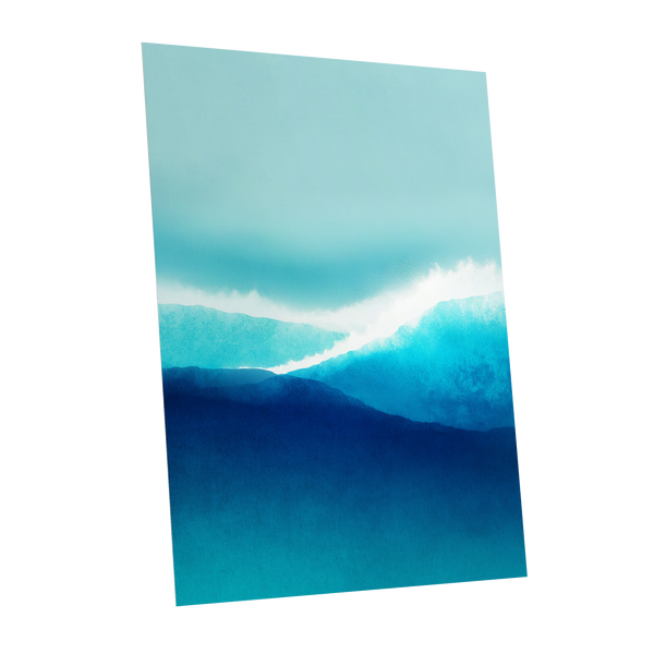 Tidal Reverie, blue, white, green nature wall art shown as a unframed poster wall art print