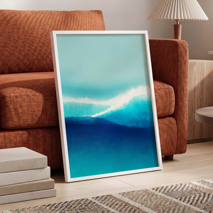 Tidal Reverie, blue, white, green nature wall art displayed in a styled interior, gallery view 2