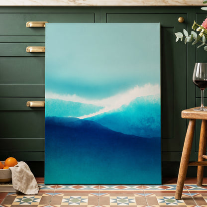 Tidal Reverie, blue, white, green nature wall art displayed in a styled interior, gallery view 7