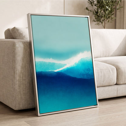 Tidal Reverie, blue, white, green nature wall art displayed in a styled interior, gallery view 8