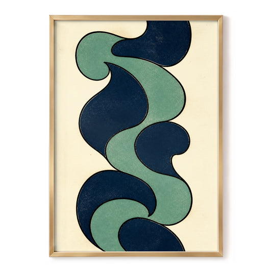 Tidal Rhythm, blue, green, beige abstract wall art, front artwork view