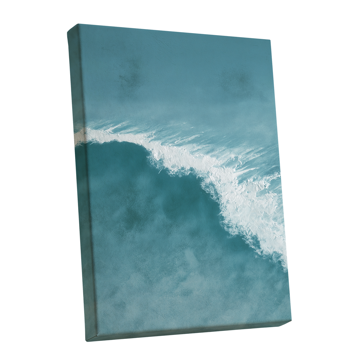 Tidal Silence, blue, white, gray nature wall art shown as a stretched canvas wall art