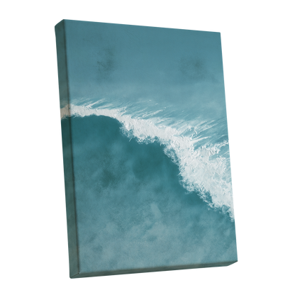 Tidal Silence, blue, white, gray nature wall art shown as a stretched canvas wall art