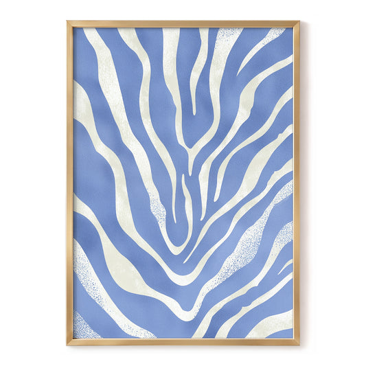 Tidal Stripes, blue, white, beige abstract wall art, front artwork view