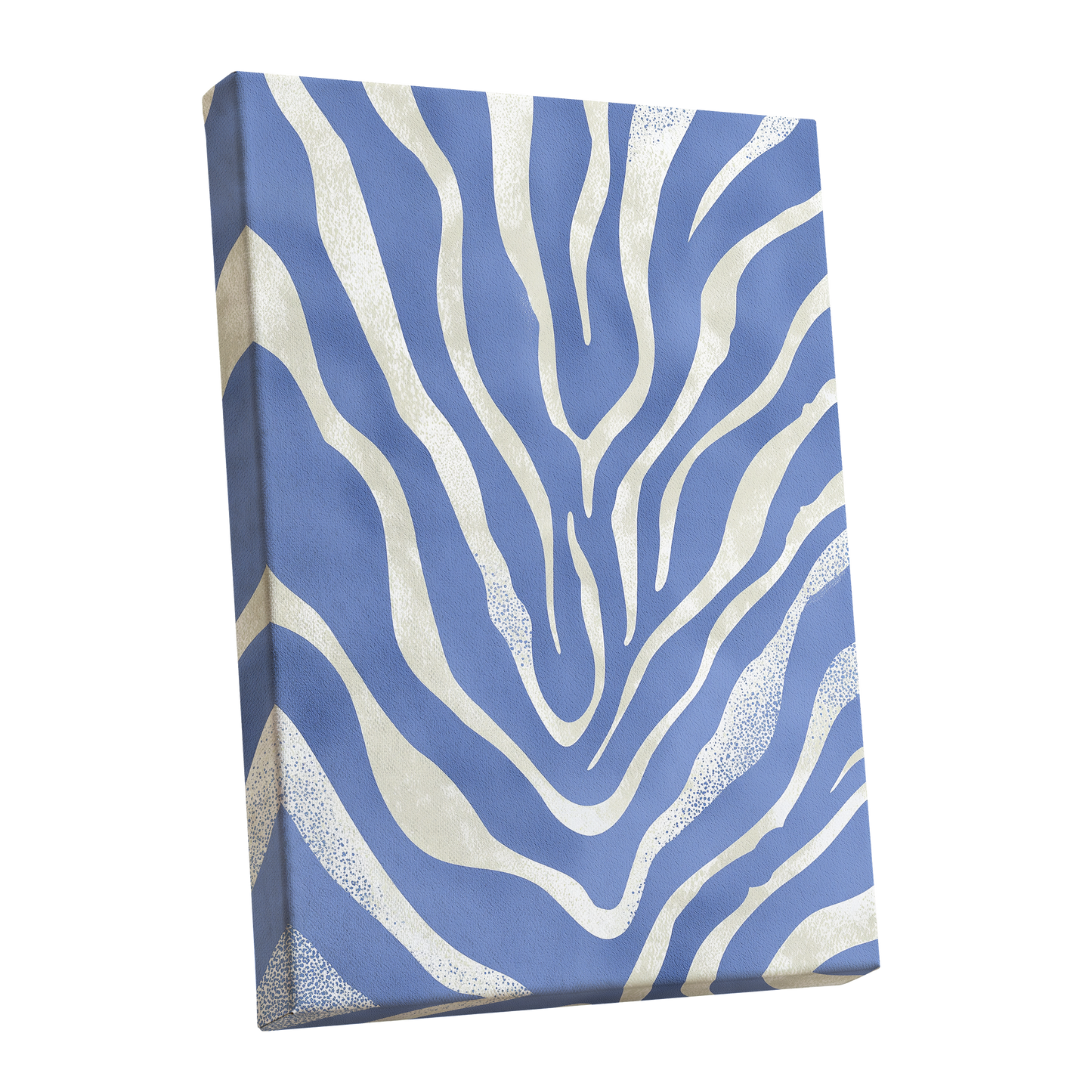 Tidal Stripes, blue, white, beige abstract wall art shown as a stretched canvas wall art