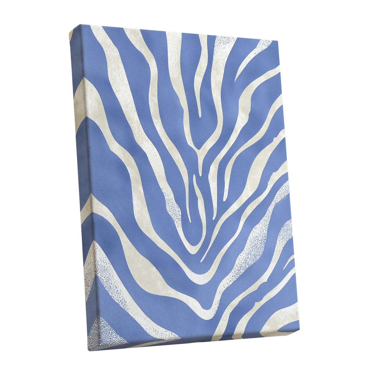 Tidal Stripes, blue, white, beige abstract wall art shown as a stretched canvas wall art