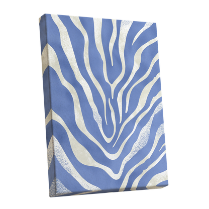 Tidal Stripes, blue, white, beige abstract wall art shown as a stretched canvas wall art