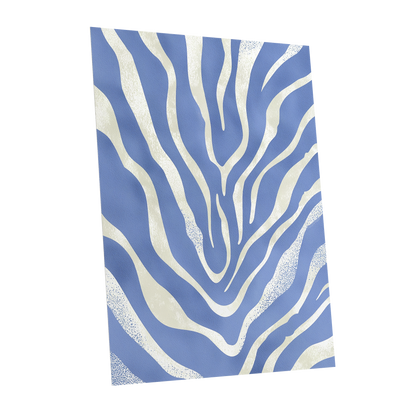 Tidal Stripes, blue, white, beige abstract wall art shown as a unframed poster wall art print